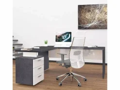 Sale Web furniture Escritorio de oficina moderno con cómoda de 3 cajones New Selina Report 180x160 cm Gris antracita