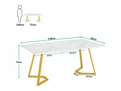 Escritorio de ordenador - 140 x 80 x 75 cm - Mesa de ordenador - Mesa de oficina - Mesa de trabajo - Mesa de oficina - y dorado Mesa De Ordenador