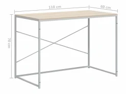 Discount Escritorio de ordenador aglomerado blanco y roble 110x60x70 cm Mesa De Ordenador