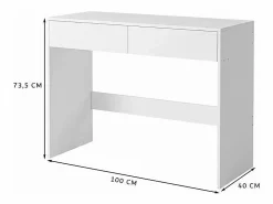 ESCRITORIO DE ORDENADOR MODERNO CON 2 CAJONES MESA DE TOALET 100 CM