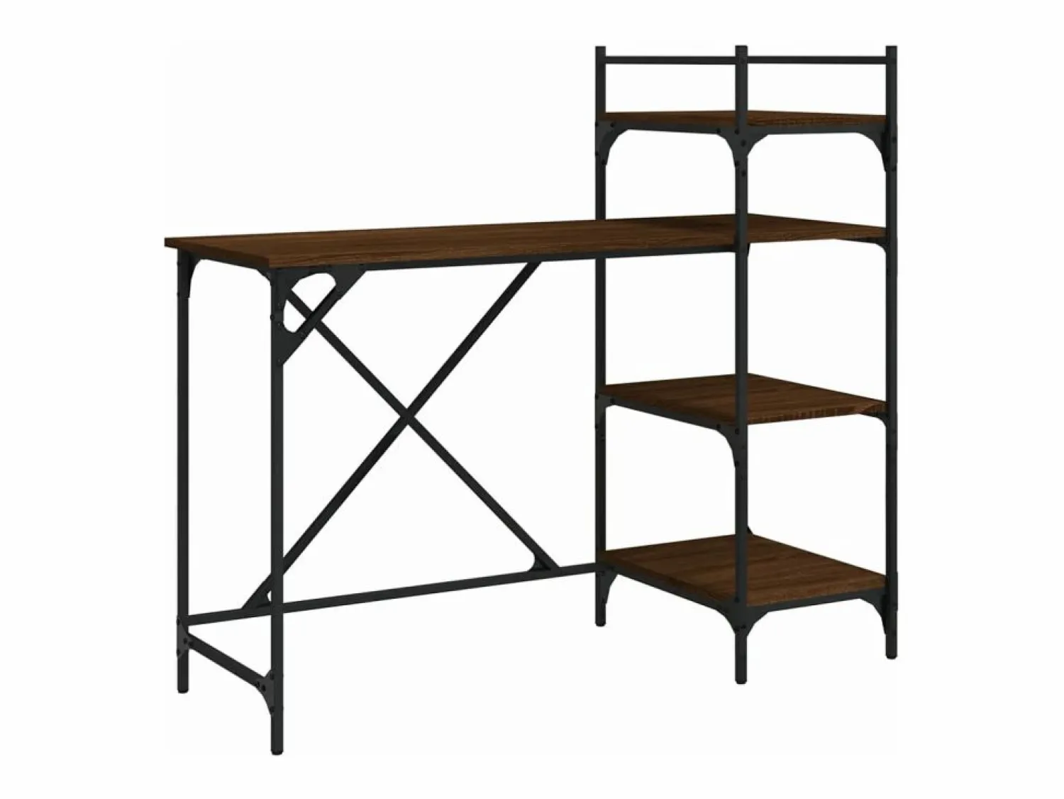 Clicnbuy Escritorio de ordenador con estantes roble marrón 120x47x109 cm