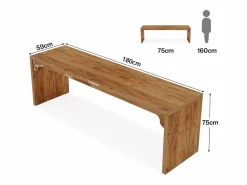 Hot Tribesigns Escritorio de ordenador de 180 cm de largo, escritorio de madera extra largo para puesto de trabajo Marru00f3n