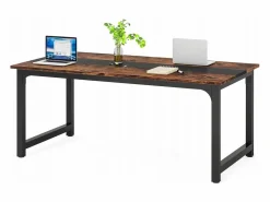 Best Tribesigns Escritorio de ordenador moderno, 160 x 80 cm, Gran escritorio, Mesa de ordenador, Escritorio de estudio, Puesto de trabajo para oficina en casa, Rústico/Negro Marru00f3n