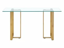 Best Vente-unique Escritorio de vidrio templado acero inoxidable transparente y dorado - NILESA de Pascal Morabito Transparente / Dorado