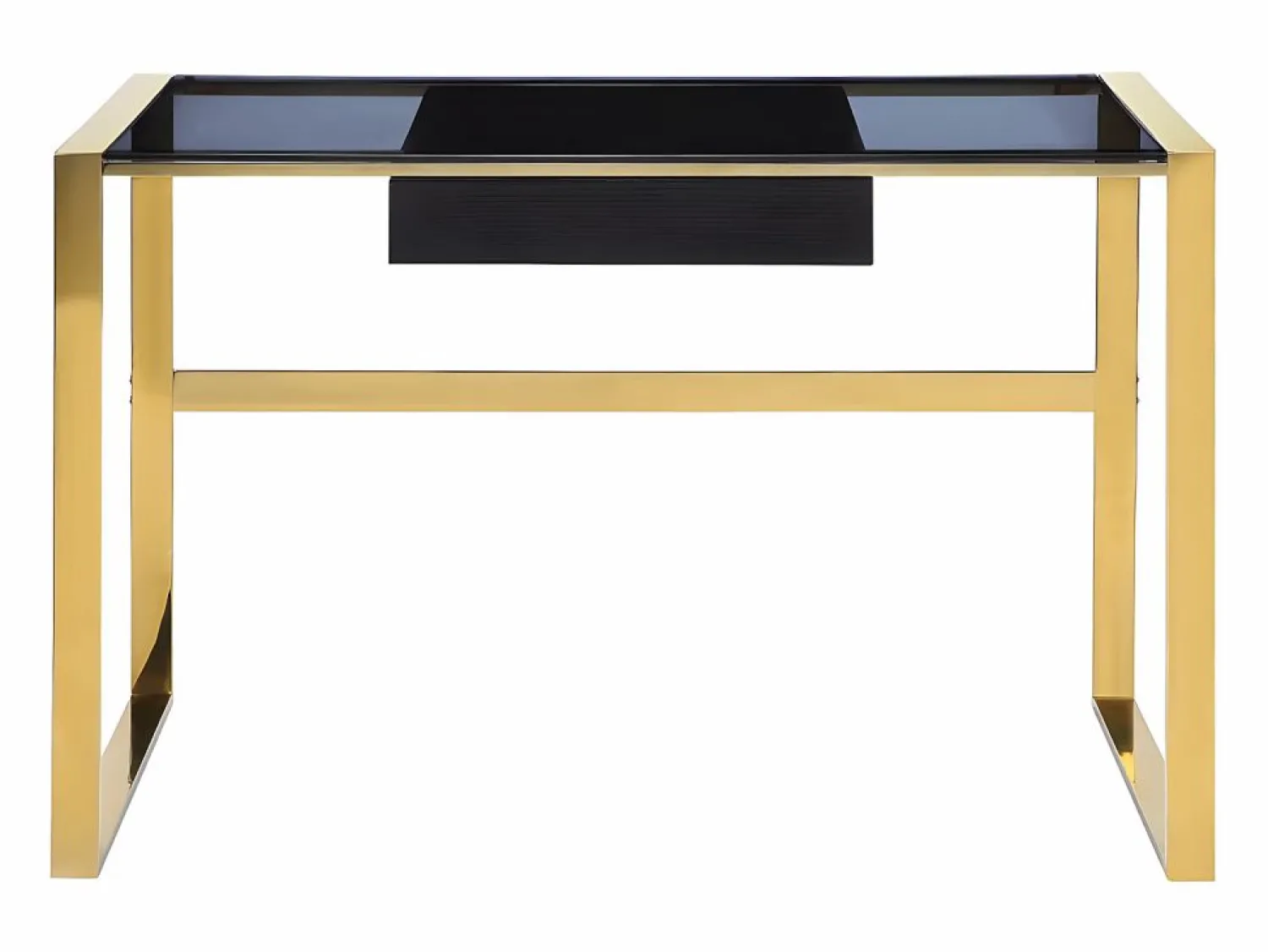 Vente-unique Escritorio design con 1 cajón cristal templado y acero y dorado. SALI Negro