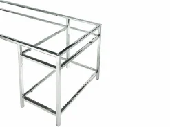 Vente-unique Escritorio design con 2 estanterías de cristal templado y acero argenté - TIZIO