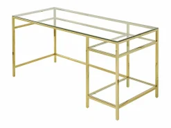 Escritorio design con 2 estanterías de cristal templado y acero dorado - TIZIO Escritorio Tradicional