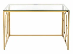 Vente-unique Escritorio design de cristal templado transparente y acero - CLOTILDE