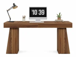 Outlet Escritorio ejecutivo de 140 cm, escritorio de oficina doméstica de estilo moderno del siglo XX con base de doble trapecio Mesa De Ordenador