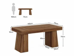 Outlet Escritorio ejecutivo de 140 cm, escritorio de oficina doméstica de estilo moderno del siglo XX con base de doble trapecio Mesa De Ordenador