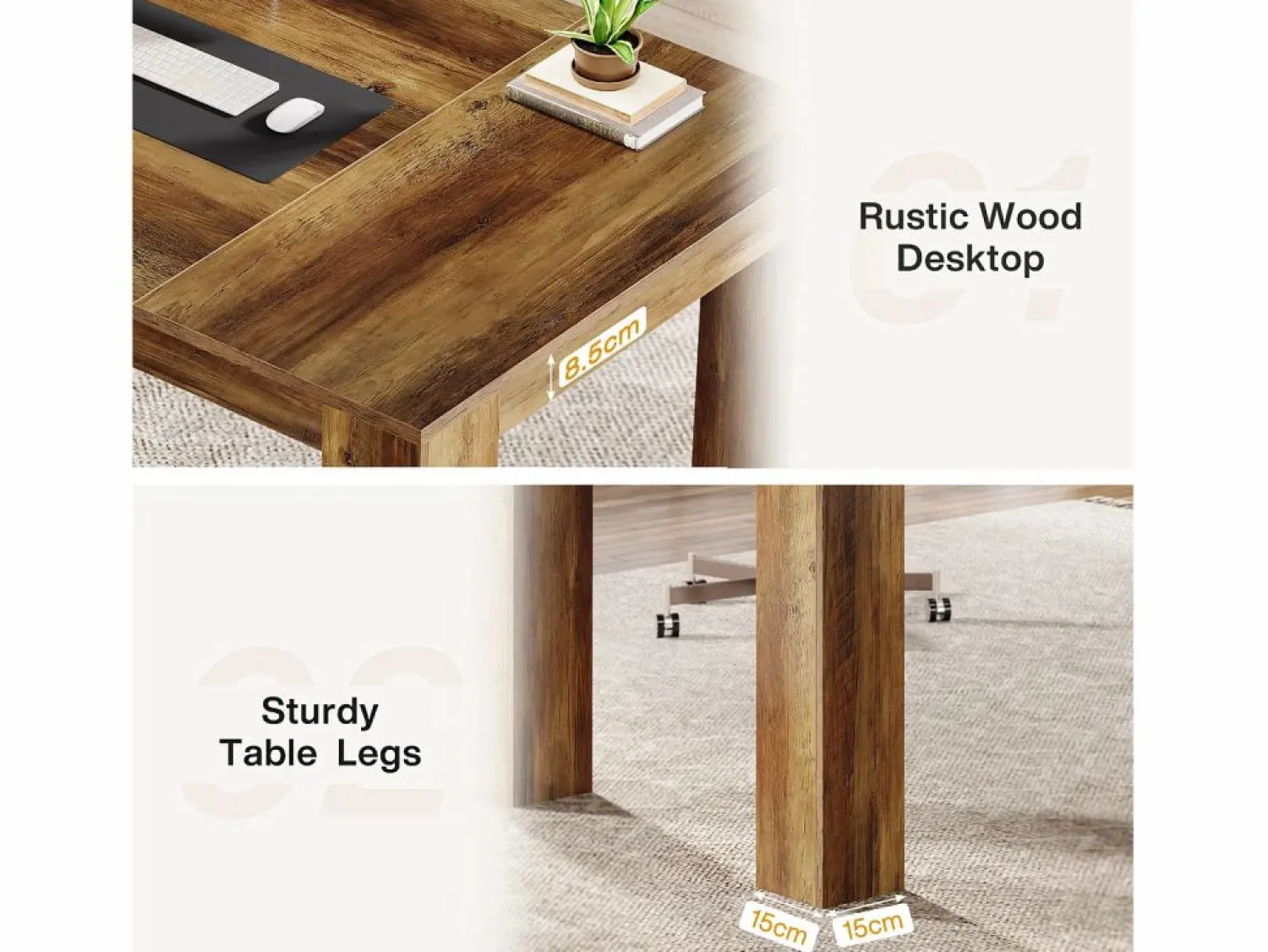 Discount Tribesigns Escritorio ejecutivo de 160 cm, gran escritorio de oficina para computadora, simple mesa de trabajo para escribir Marru00f3n