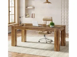 Discount Tribesigns Escritorio ejecutivo de 160 cm, gran escritorio de oficina para computadora, simple mesa de trabajo para escribir Marru00f3n