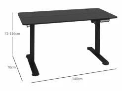 Discount Escritorio eléctrico de pie y sentado, anticolisión y antisobrecalentamiento, paneles de MDF, (140x70x72-116 cm) Mesa Gaming