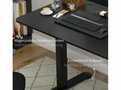 Discount Escritorio eléctrico de pie y sentado, anticolisión y antisobrecalentamiento, paneles de MDF, (140x70x72-116 cm) Mesa Gaming