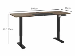 Outlet Escritorio eléctrico regulable en altura, estructura de hierro, diseño moderno, color y natural (140x70x72-116cm) Mesa Gaming
