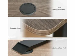 Outlet Escritorio eléctrico regulable en altura, estructura de hierro, diseño moderno, color y natural (140x70x72-116cm) Mesa Gaming