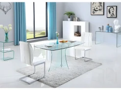 Discount Vente-unique Escritorio ELSTRON - Cristal curvo 12 mm - 120 cm Transparente