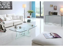 Discount Vente-unique Escritorio ELSTRON - Cristal curvo 12 mm - 120 cm Transparente
