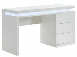 Vente-unique Escritorio EMERSON - 3 cajones - MDF lacado - LEDs Blanco