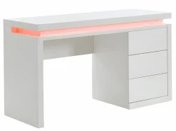 Vente-unique Escritorio EMERSON - 3 cajones - MDF lacado - LEDs Blanco