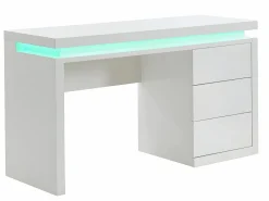 Vente-unique Escritorio EMERSON - 3 cajones - MDF lacado - LEDs Blanco