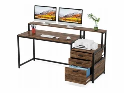 Tribesigns Escritorio ergonómico con cajones y soporte para monitor - 160 x 50 x 90 cm - Escritorio ergonómico con ranura para impresora - para oficina en casa