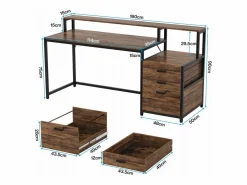 Tribesigns Escritorio ergonómico con cajones y soporte para monitor - 160 x 50 x 90 cm - Escritorio ergonómico con ranura para impresora - para oficina en casa
