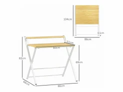Online Homcom Escritorio Errol diseño plegable natural/ 82x86x66 cm Blanco