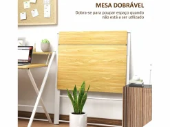 Online Homcom Escritorio Errol diseño plegable natural/ 82x86x66 cm Blanco