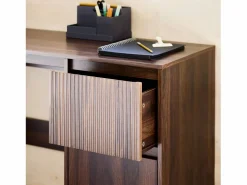 Sweeek Escritorio escandinavo decoración madera 2 cajones nogal