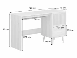 Sweeek Escritorio escandinavo decoración madera 2 cajones nogal