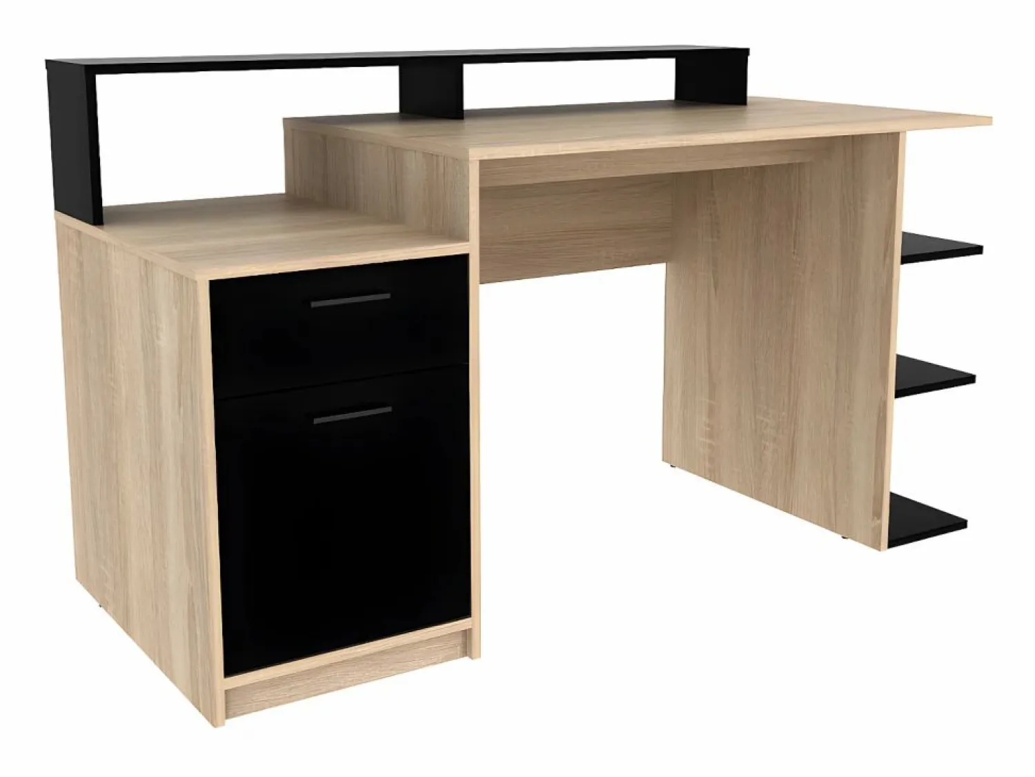 Online Vente-unique Escritorio espacios de almacenaje color roble y negro ZACHARIE III Negro / Color natural claro