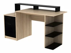 Online Vente-unique Escritorio espacios de almacenaje color roble y negro ZACHARIE III Negro / Color natural claro