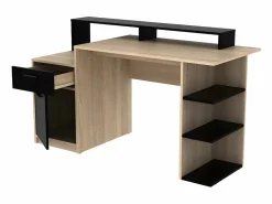Online Vente-unique Escritorio espacios de almacenaje color roble y negro ZACHARIE III Negro / Color natural claro