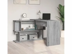 New Clicnbuy Escritorio esquina madera contrachapada Sonoma 200x50x76cm Gris