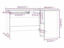 Discount Clicnbuy Escritorio esquina madera contrachapada roble humo 120x140x75cm Marru00f3n