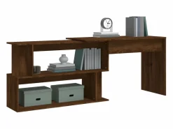 Outlet Clicnbuy Escritorio esquina madera contrachapada color roble 200x50x76cm Marru00f3n