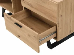 Outlet Escritorio esquinero con almacenamiento en MDF color natural y negro - NAYARO Escritorio Tradicional|Escritorio Rinconero