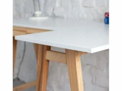 Escritorio esquinero con cajón 115x85cm Luka | Patas de fresno | Lado derecho Escritorio Rinconero|Escritorio Tradicional
