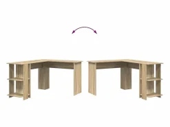 Outlet Clicnbuy Escritorio Esquinero con Almacenamiento Roble Sonoma Marru00f3n