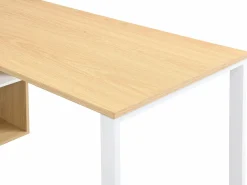 Discount Vente-unique Escritorio esquinero con almacenamiento en MDF blanco y natural - NIPILI Color natural claro / Blanco