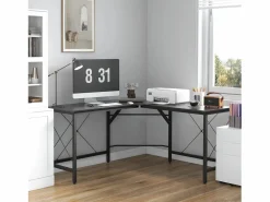 Online Escritorio esquinero en forma de L, con estante, de metal y MDF, color (150x150x76,5 cm) Mesa Gaming