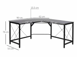 Online Escritorio esquinero en forma de L, con estante, de metal y MDF, color (150x150x76,5 cm) Mesa Gaming