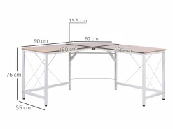 Outlet Escritorio esquinero en forma de L, MDF, color natural (150x150x76 cm) Marru00f3n