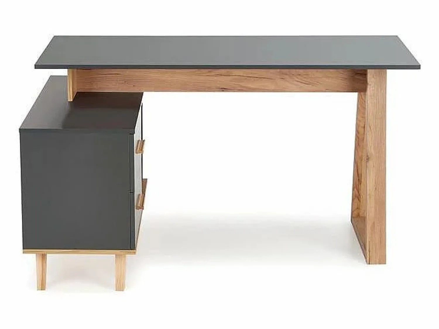 Outlet Escritorio esquinero Vitim XL 2 cajones antracita y madera Escritorio Rinconero