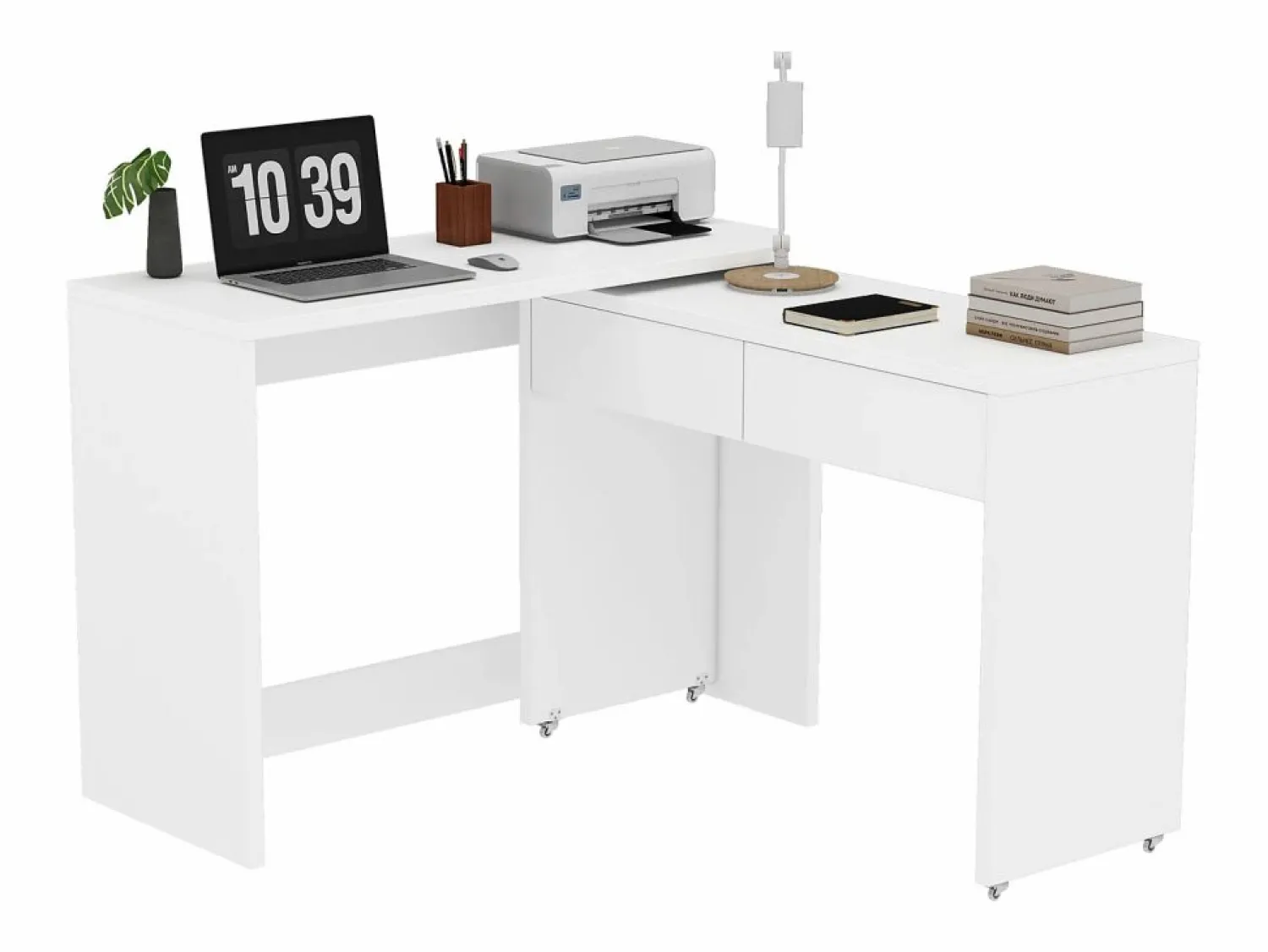ModernLuxe Escritorio extensible 110×40×78 cm - combinación flexible - con ruedas - certificado FSC -