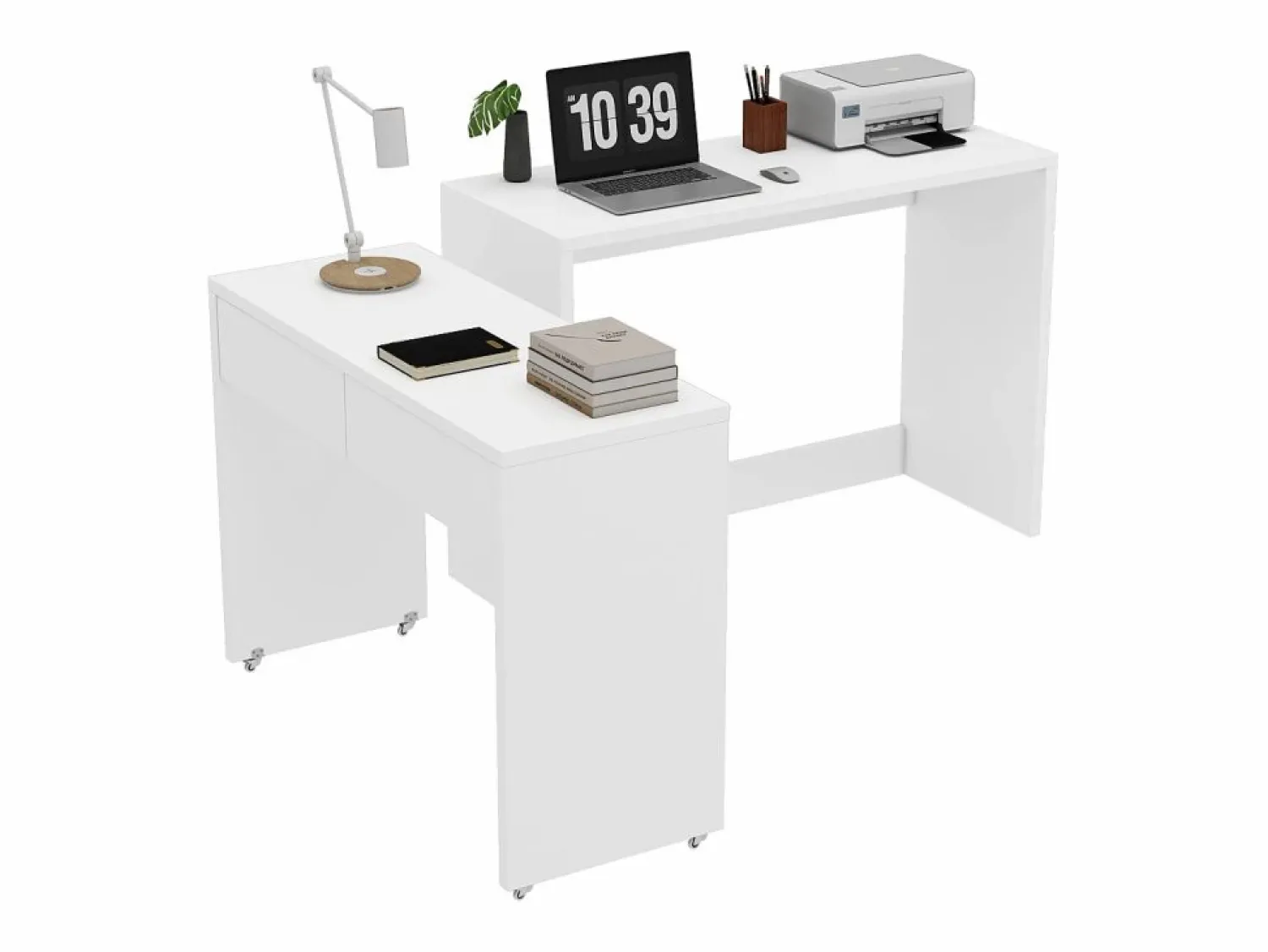 ModernLuxe Escritorio extensible 110×40×78 cm - combinación flexible - con ruedas - certificado FSC -