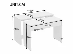 ModernLuxe Escritorio extensible 110×40×78 cm - combinación flexible - con ruedas - certificado FSC -