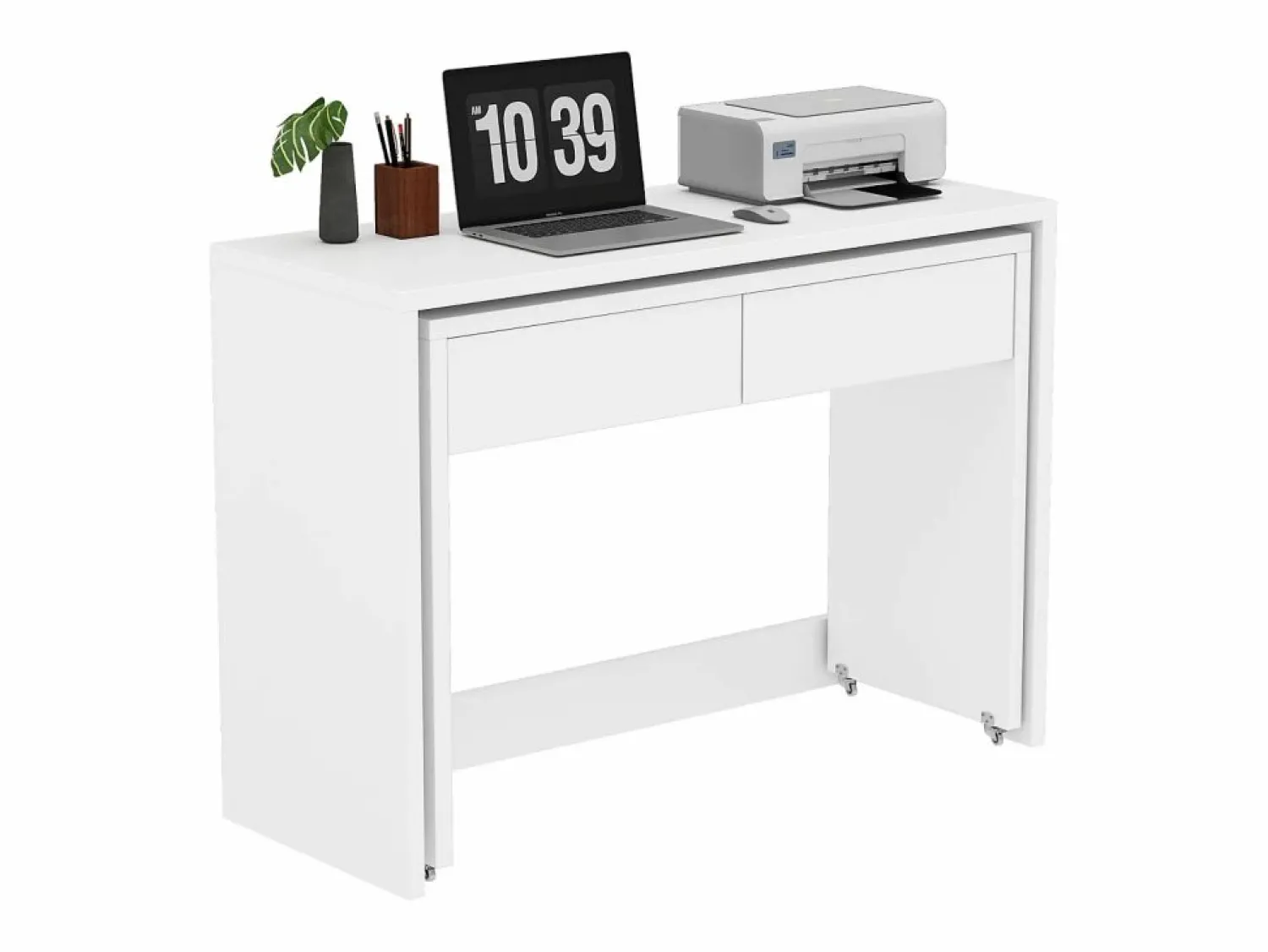 ModernLuxe Escritorio extensible 110×40×78 cm - combinación flexible - con ruedas - certificado FSC -