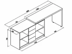 Vente-unique Escritorio extensible con tablero giratorio 360° en MDF natural y negro - PAVELO